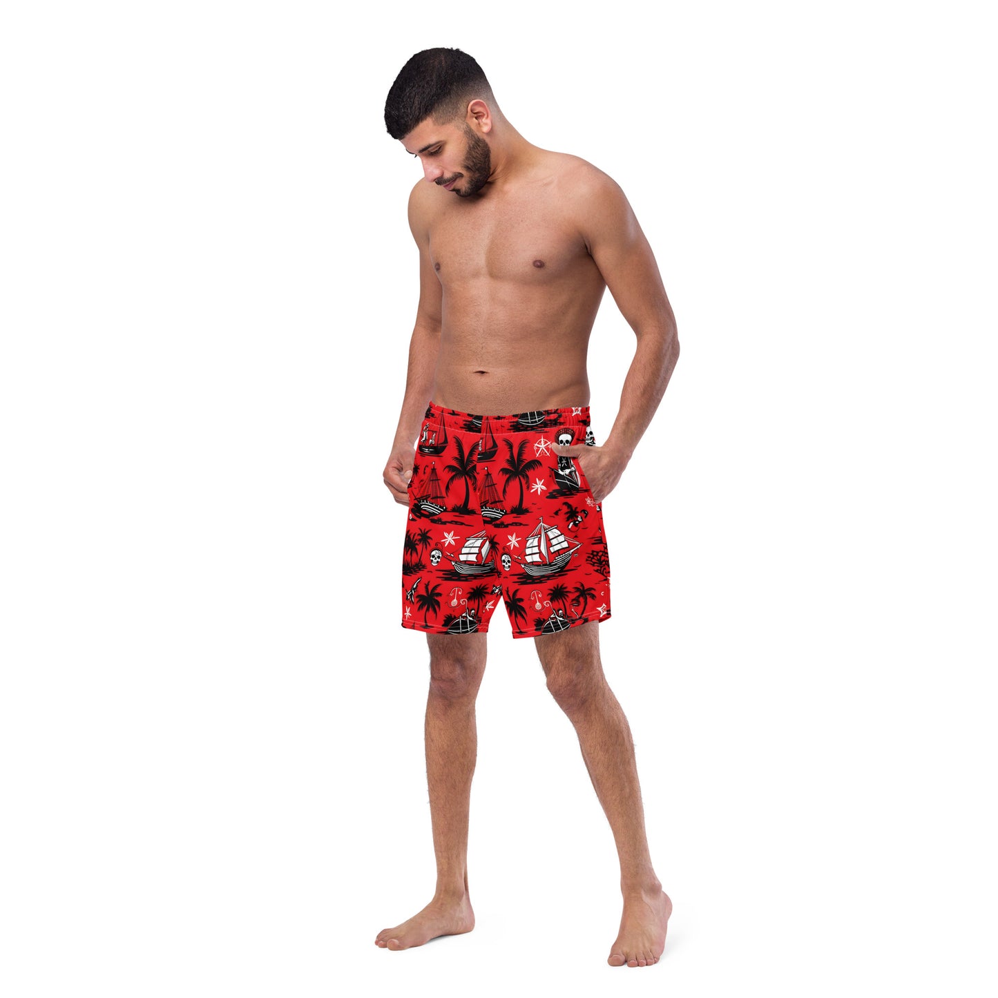 SPRROW: Pirate-Themed Men's Swim Trunks: Conquer the Seas in Style